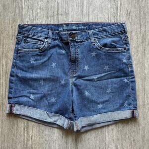 Eddie Bauer Regular Wash Star Pattern Cuffed Boyfriend Denim Jean Shorts Size 10